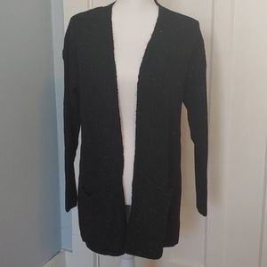 Christopher & Banks black open front cardigan with pockets